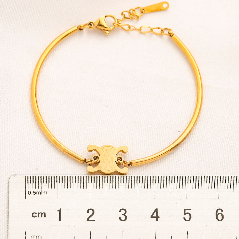 304 Stainless Steel Slim Quatrefoil Charm Bracelet