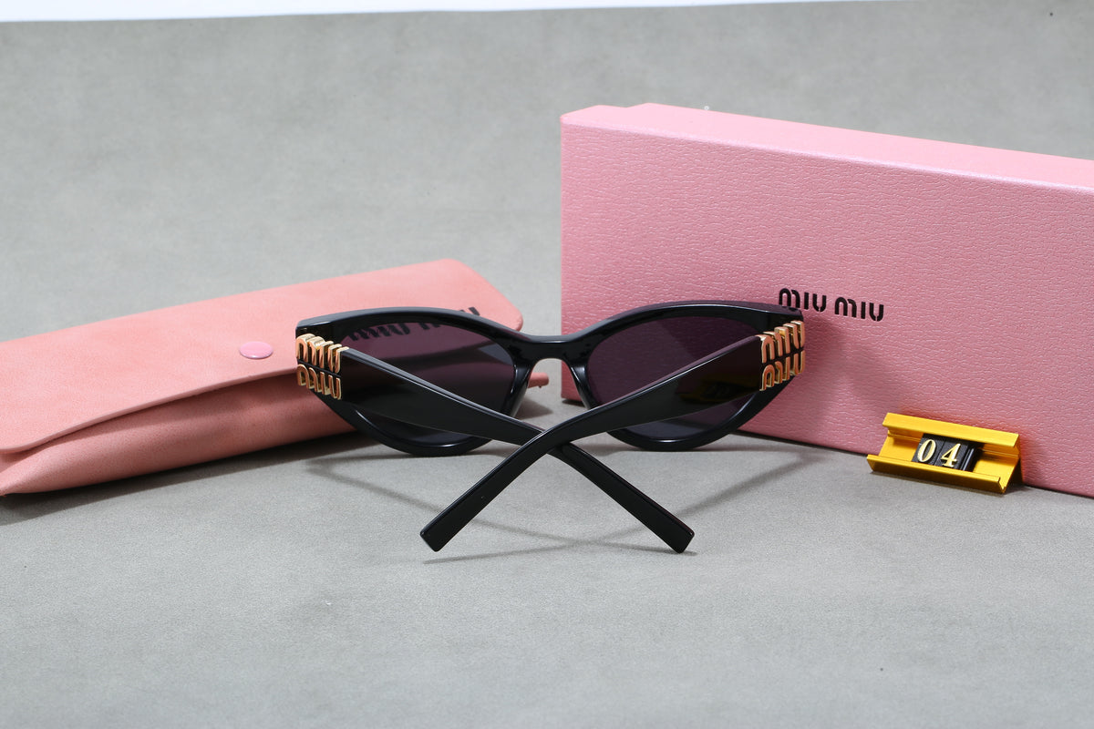Sculpted Cat-Eye Sunglasses with Logo Temples