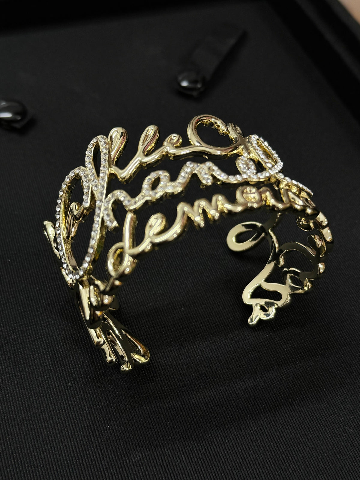 Openwork Script Lettering Cuff Bracelet