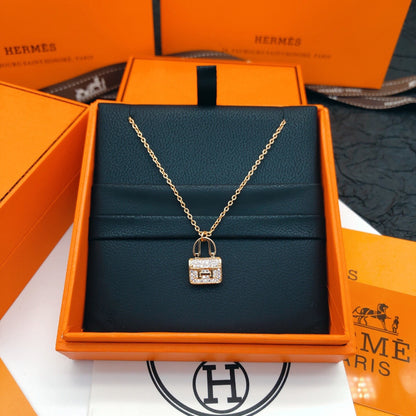 H-Motif Padlock Pendant Necklace