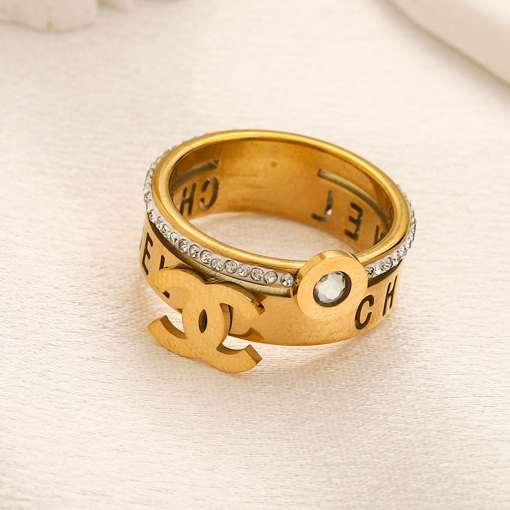 Copper Zirconium Real Gold Plated Ring,Rings Collection、CH*NEL  Series