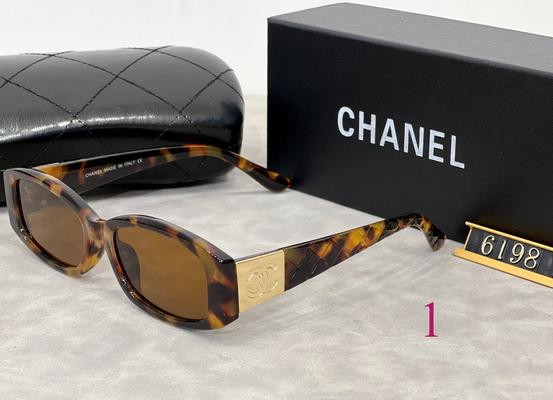 Narrow Oval Sunglasses with Metallic Temple Panels