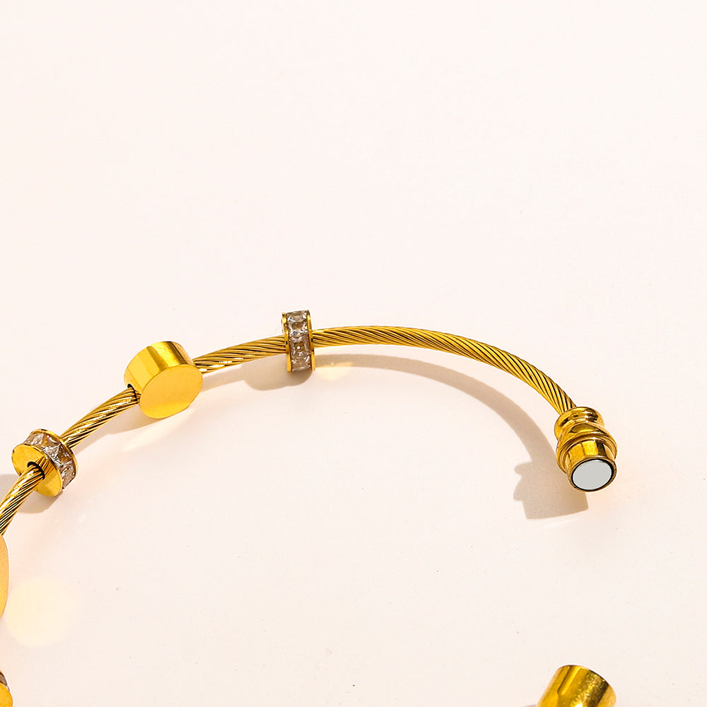 304 Stainless Steel Monogram Bead & Bar Bracelet