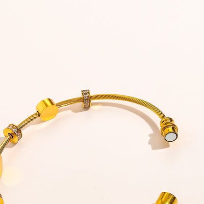 304 Stainless Steel Monogram Bead & Bar Bracelet