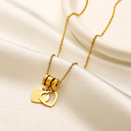 304 Stainless Steel Barrel & Heart Pendant Necklace