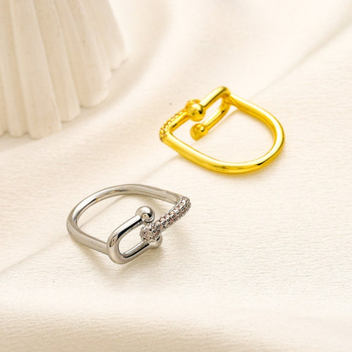Copper Zirconium Real Gold Plated Ring,Rings Collection、T*ffany Series