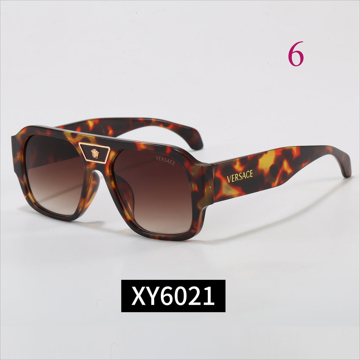 Flat-Brow Aviator Sunglasses with Wide Logo Temples