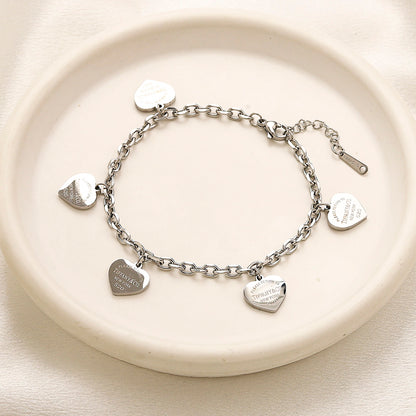 304 Stainless Steel Heart Station Bracelet & Necklace - Individual or Set