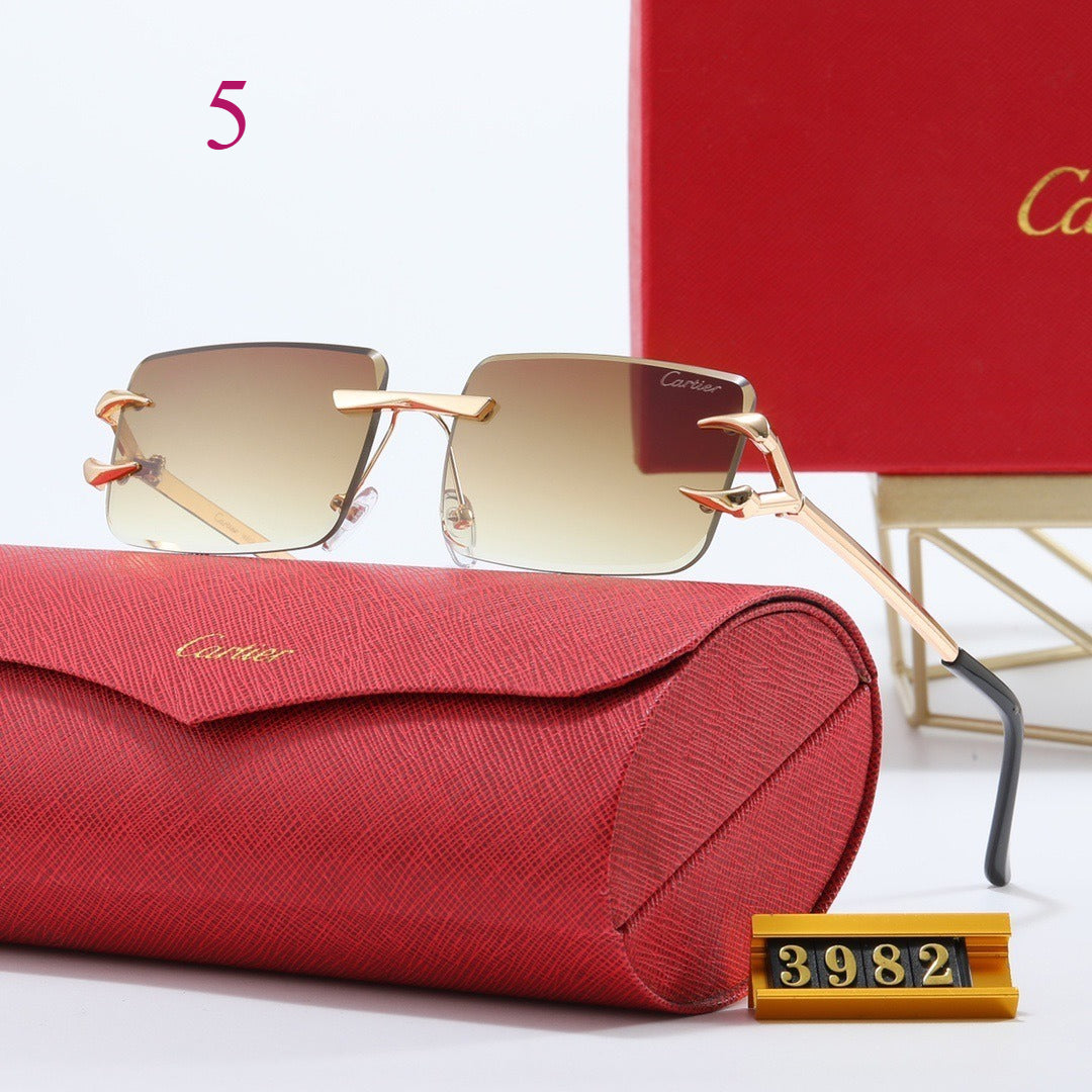 Wide Rectangular Rimless Sunglasses