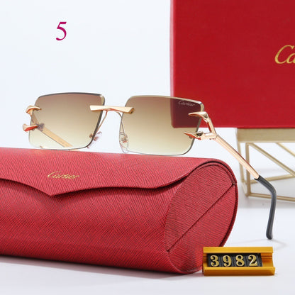 Wide Rectangular Rimless Sunglasses