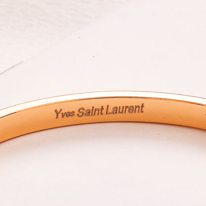 304 Stainless Steel Pave Monogram Slim Bangle Bracelet