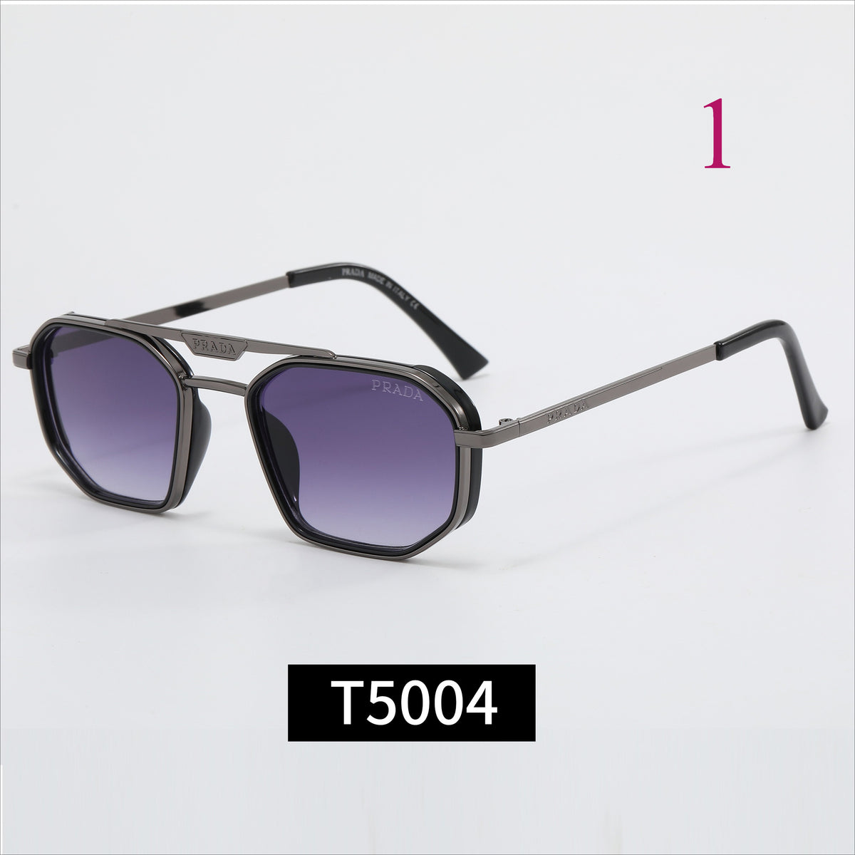 Rounded Square Sunglasses with Double Bridge