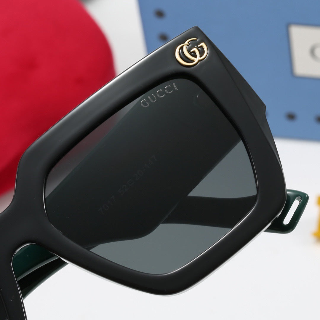Geometric Square Sunglasses with Striped Temples