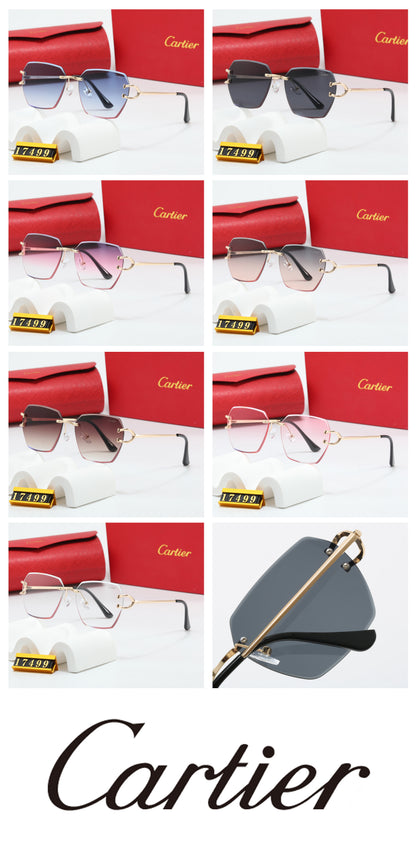 Rimless Square Sunglasses with Broad Sculpted Temples