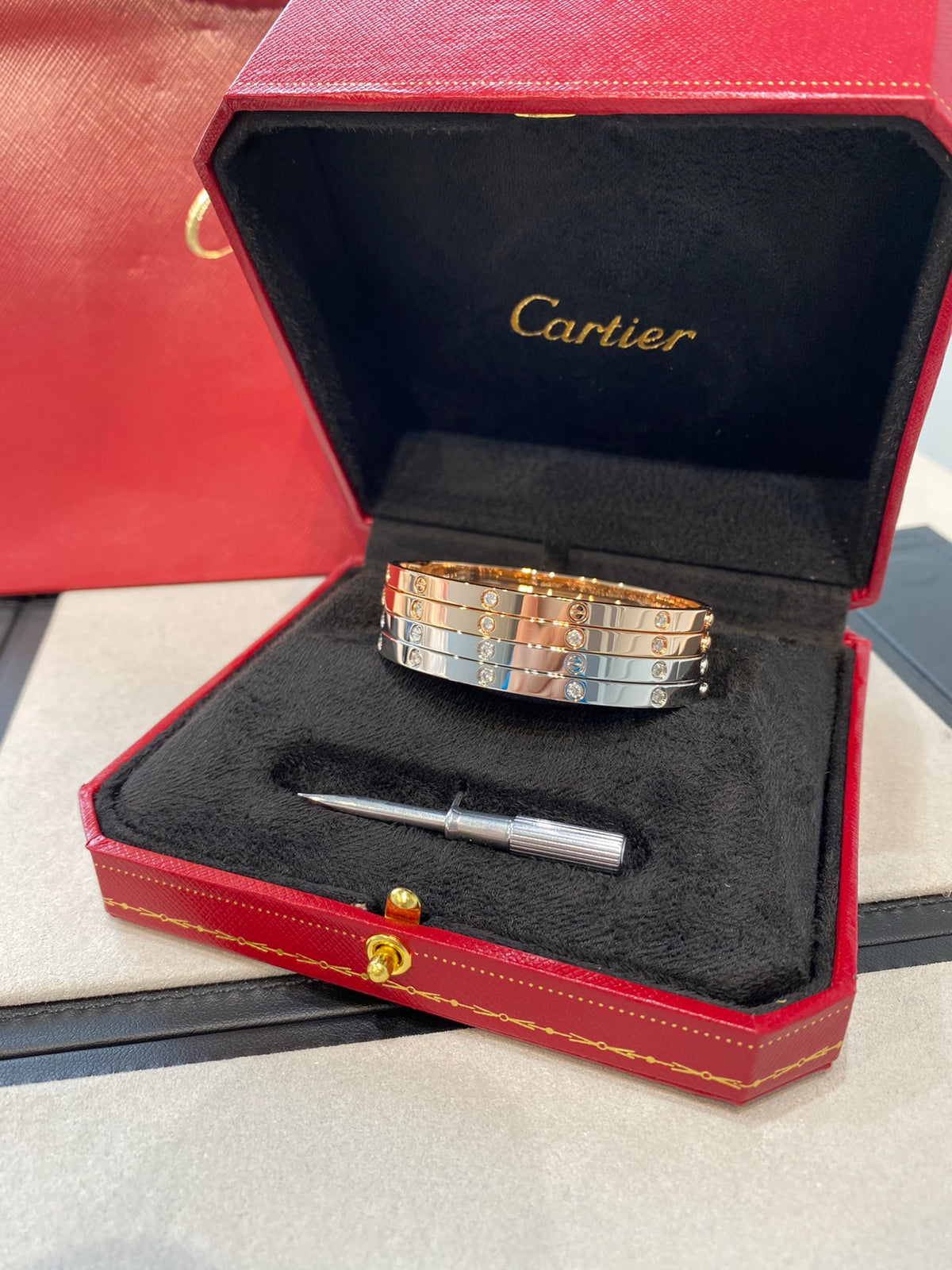 Polished Screw-Detail Bangle Bracelet
