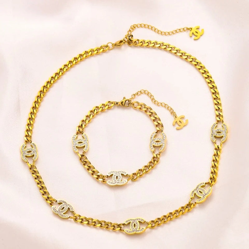 Set Collana Bracciale in Acciaio Inox 304