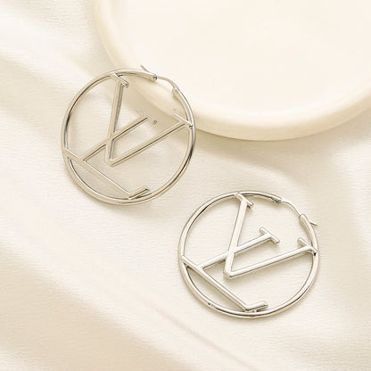 Copper Oversized Monogram Hoop Earrings