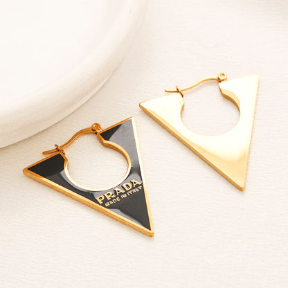 Alloy Triangle Cutout Hoop Earrings