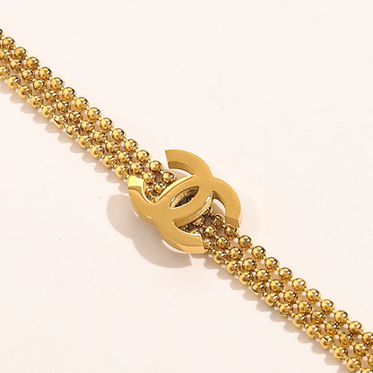 304 Stainless Steel Multi-Row Chain Interlocking-C Bracelet