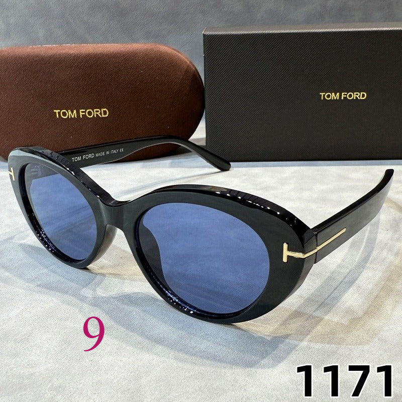 Narrow Oval Sunglasses with Flared Corners