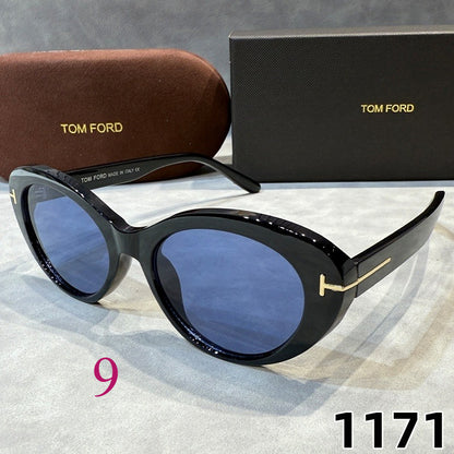 Narrow Oval Sunglasses with Flared Corners