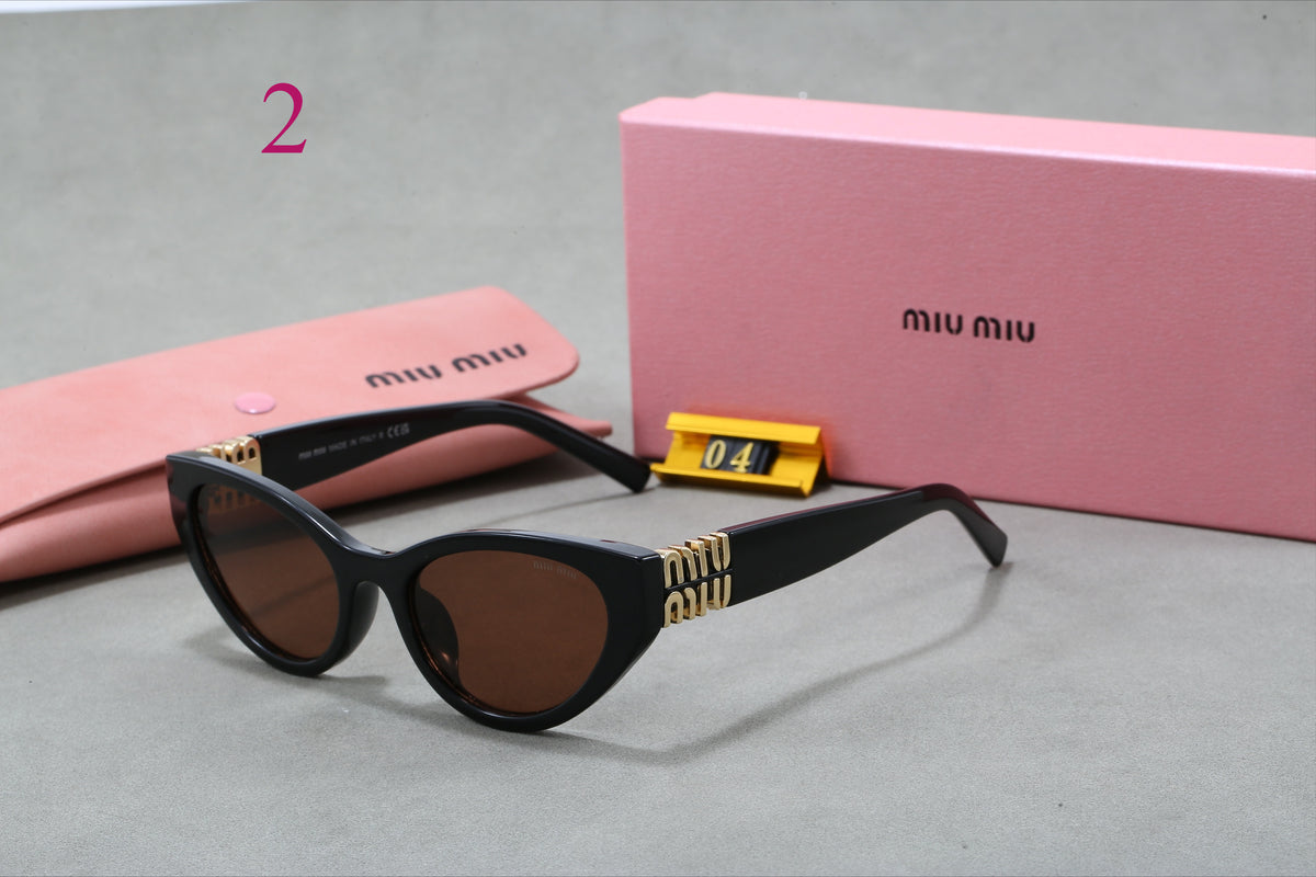 Sculpted Cat-Eye Sunglasses with Logo Temples