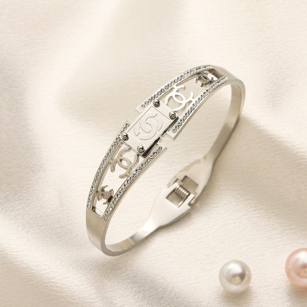 304 Stainless Steel Star Cutout Bangle Bracelet
