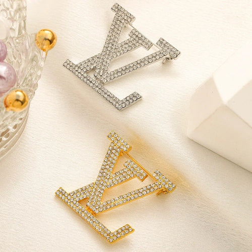 Alloy Steel Stamped Logo Brooch,Brooches Collection、L*V Series