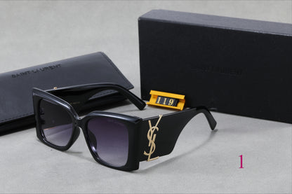 Square Cat-Eye Sunglasses with Monogram Temples