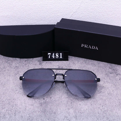 Squared Aviator Sunglasses with Contrast Temple Accents