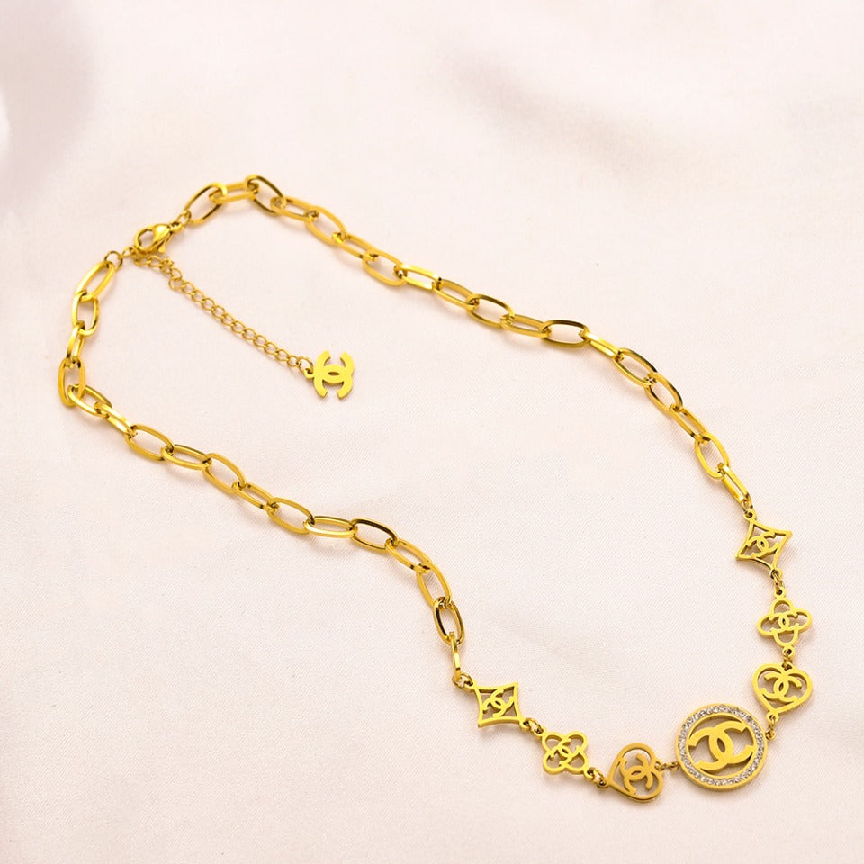 304 Stainless Steel Mixed-Link Monogram Bracelet & Necklace - Individual or Set