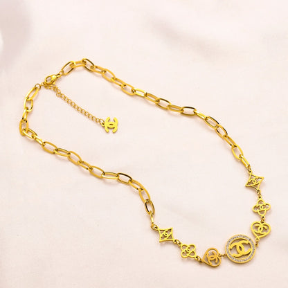 304 Stainless Steel Mixed-Link Monogram Bracelet & Necklace - Individual or Set