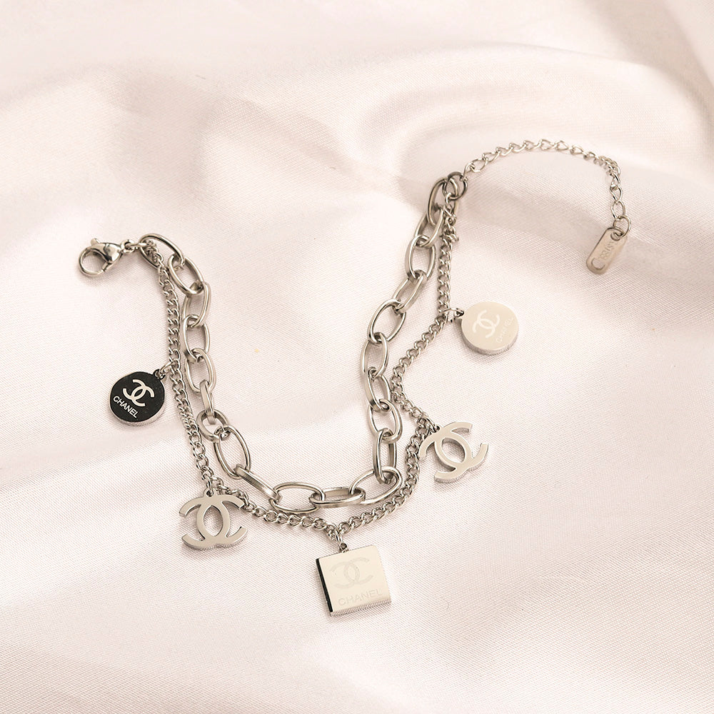 304 Stainless Steel Mixed Charm Chain Bracelet