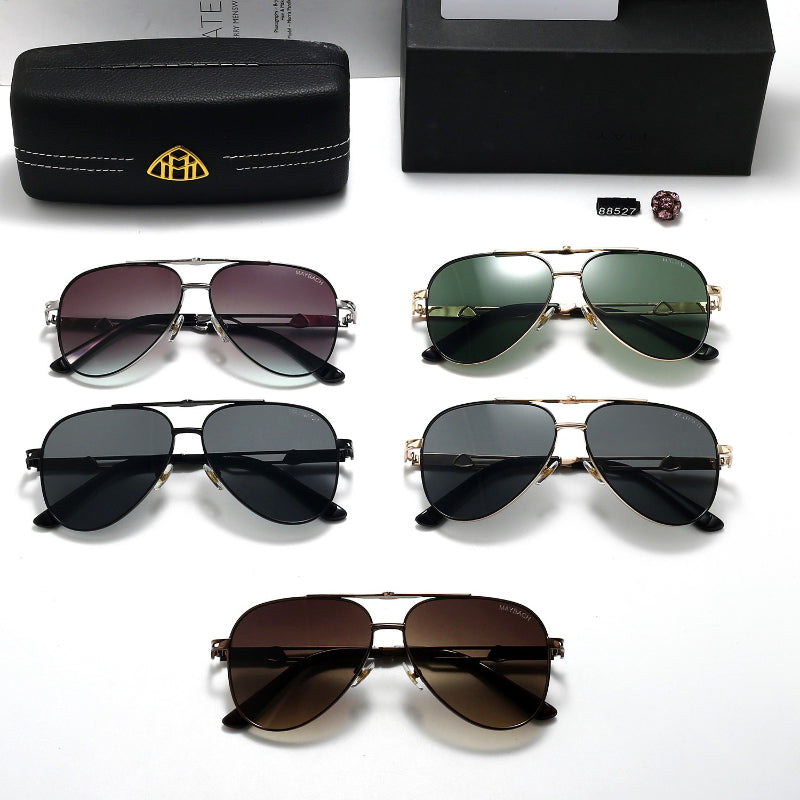 Metal Navigator Sunglasses with Double Bridge