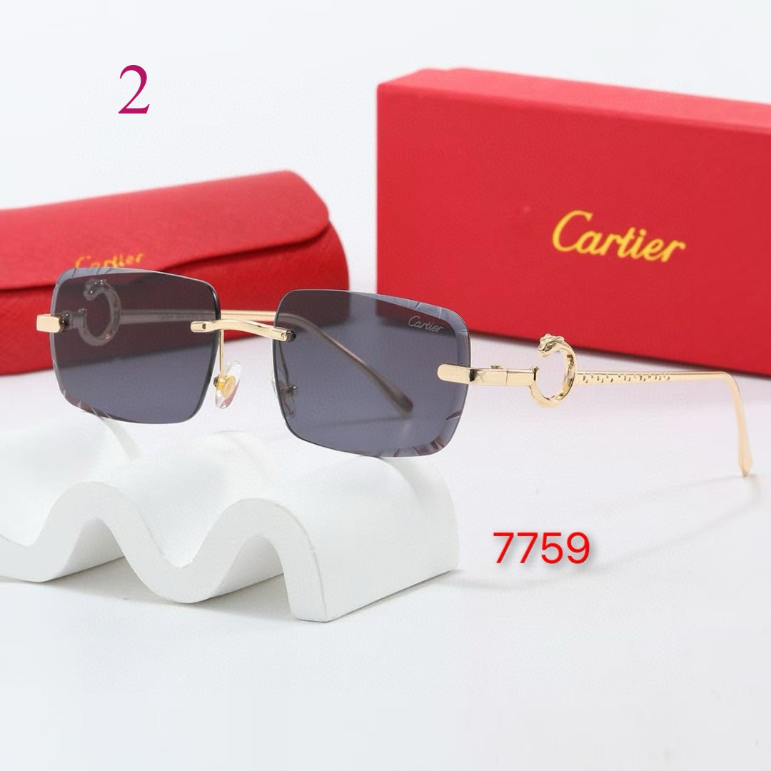 Rimless Sunglasses with Circular Hinge Accents