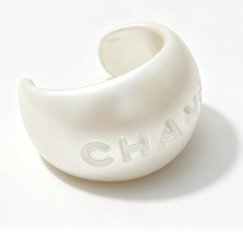 White Wide Letter Cuff Bracelet