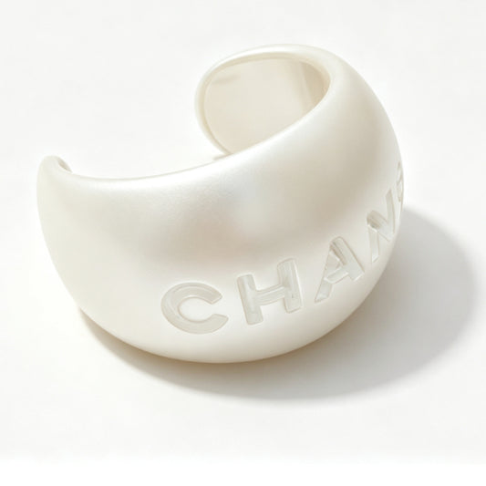 White Wide Letter Cuff Bracelet