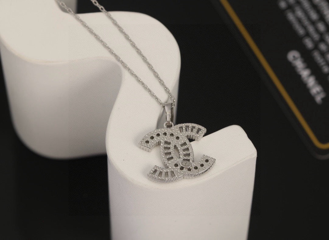 Double-Chain Interlocking-C Pendant Necklace