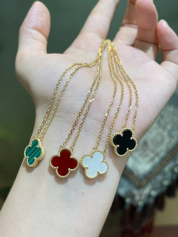 Color-Inlay Quatrefoil Pendant Necklace