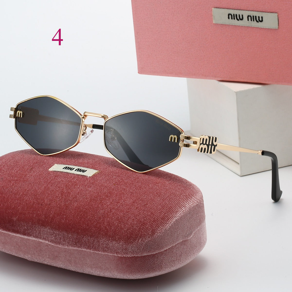 Round Metal-Frame Sunglasses with Logo Hinges