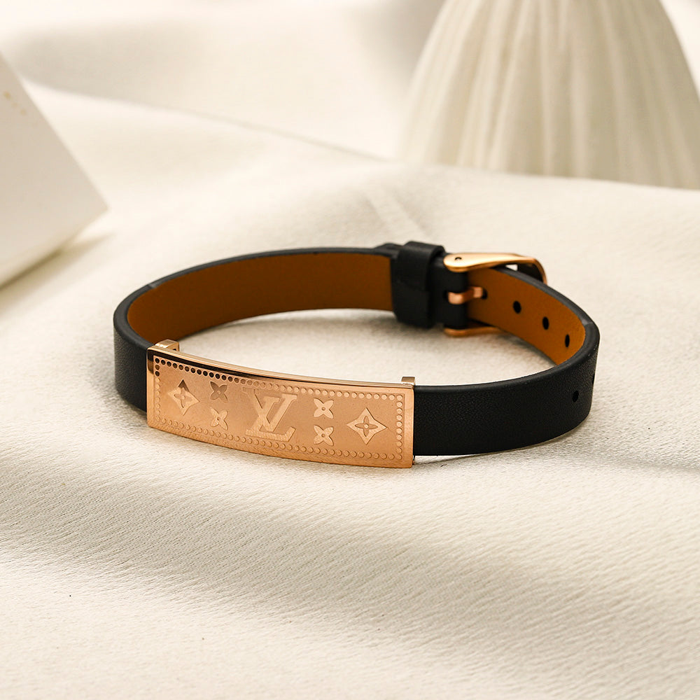 304 Stainless Steel Engraved Bar & Strap Bracelet