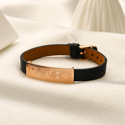 304 Stainless Steel Engraved Bar & Strap Bracelet