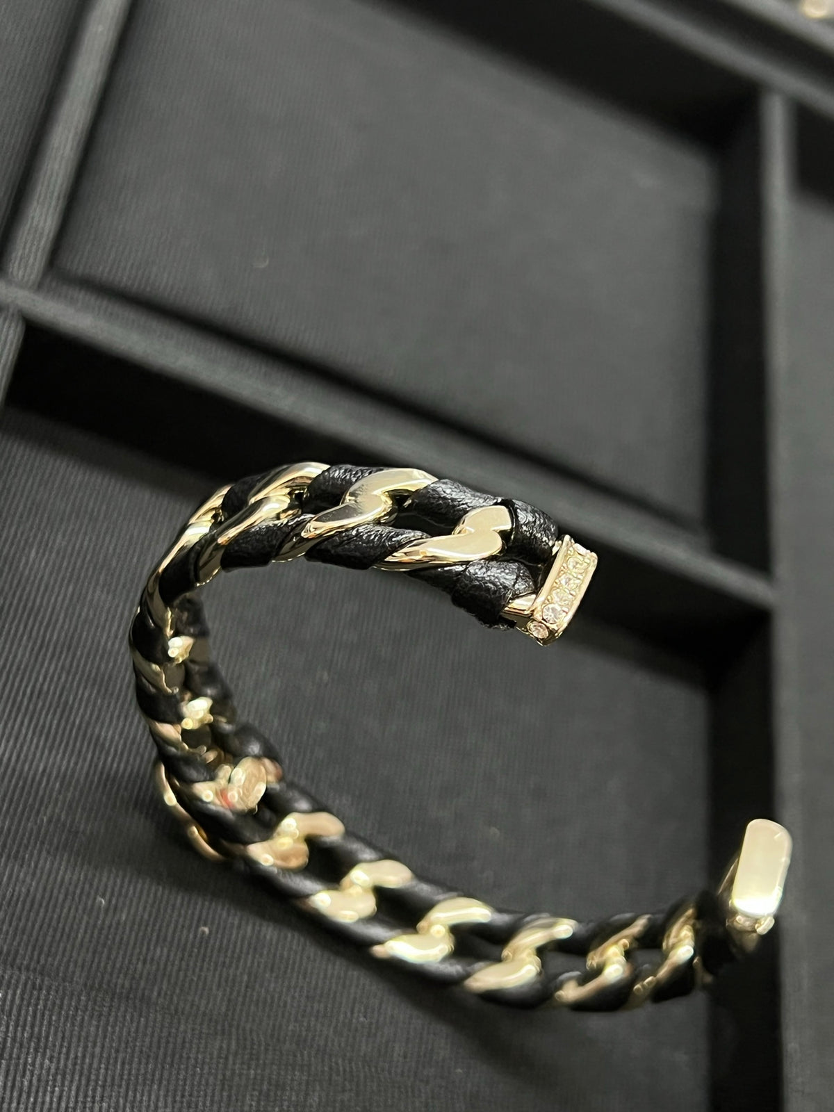 Two-Tone Chain-Link Interlocking-C Cuff Bracelet