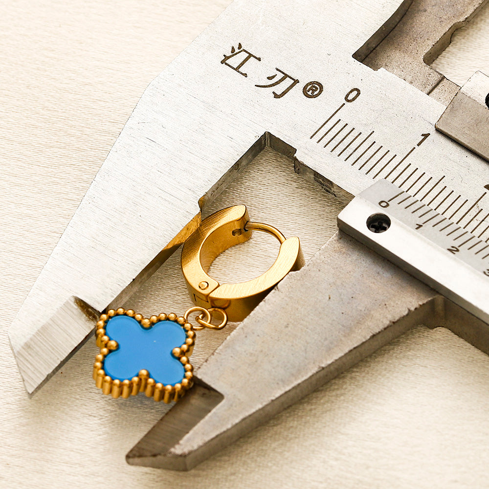 304 Stainless Steel Colorful Quatrefoil Stud Earrings