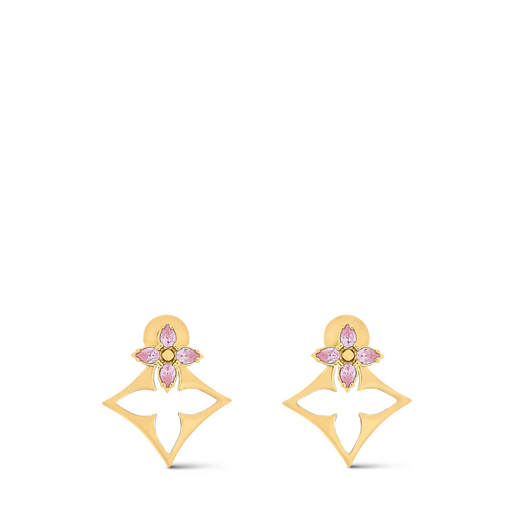 Pink Flower & Openwork Floral Stud Earrings