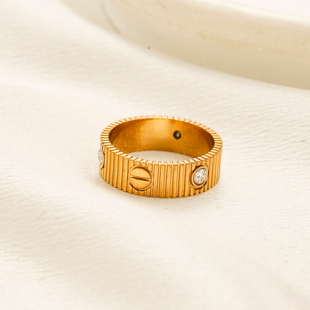 Copper Zirconium Real Gold Plated Ring,Rings Collection、Cart*er  Series