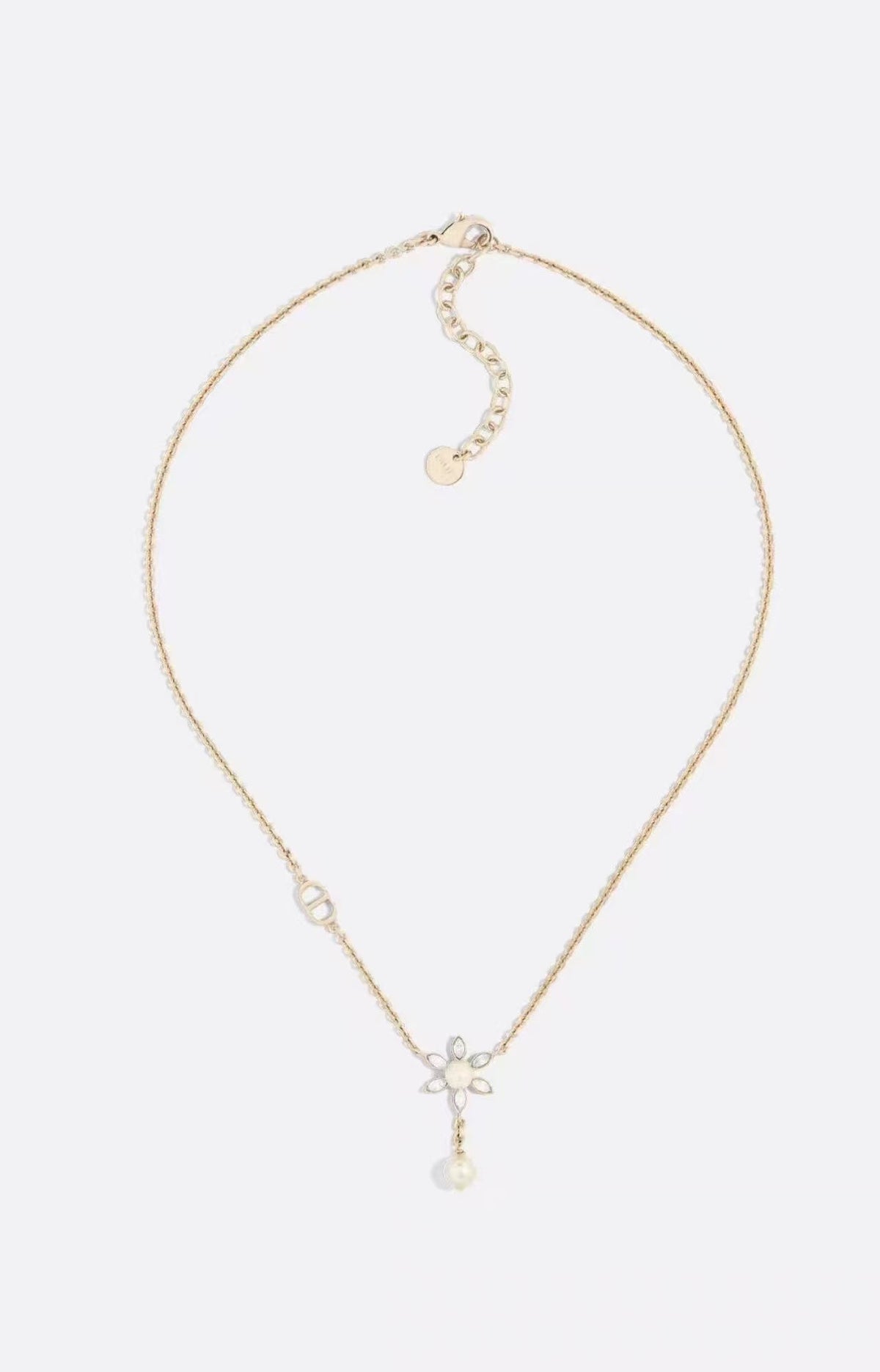 Fine Chain Necklace with Pearl-Look Drop