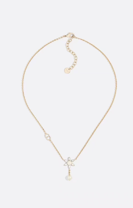 Fine Chain Necklace with Pearl-Look Drop