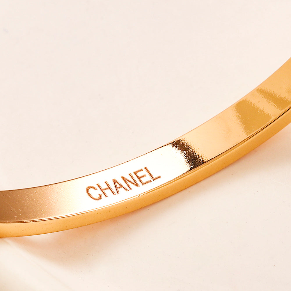 304 Stainless Steel Flower & Oval Stone Bangle Bracelet