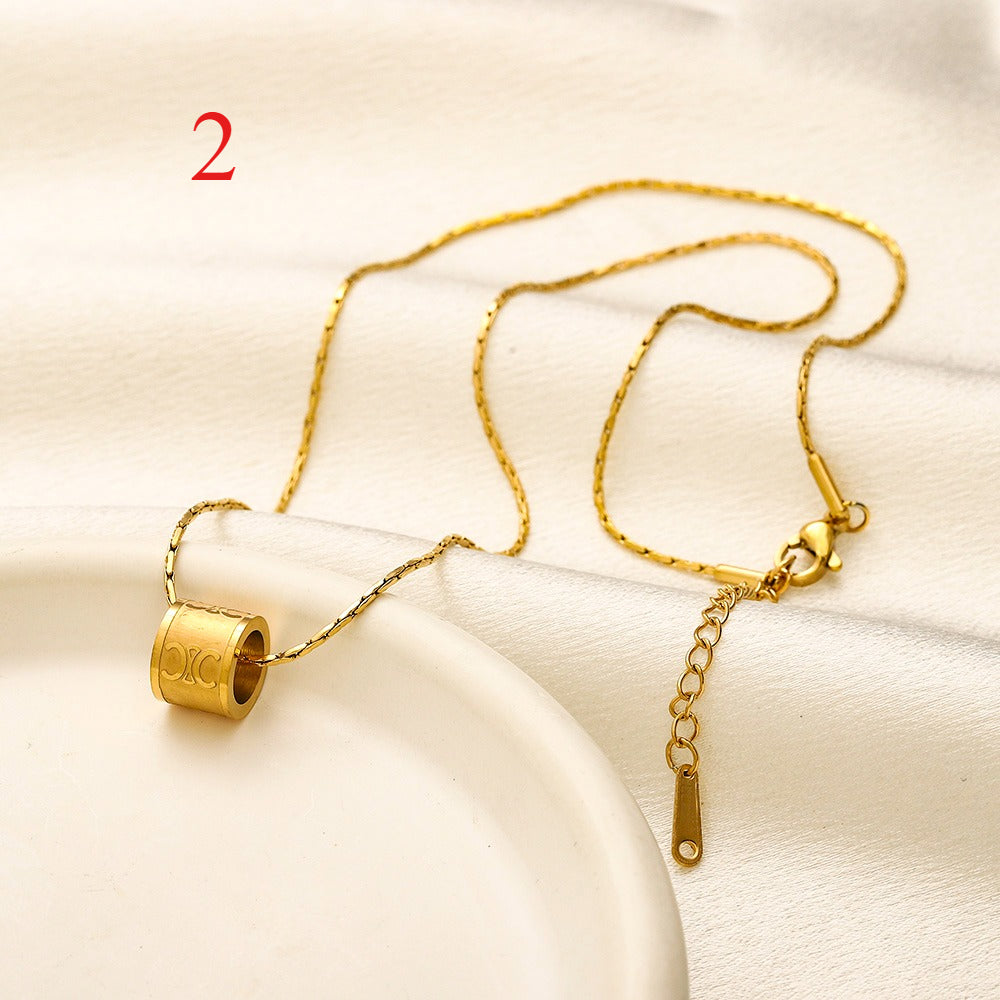 304 Stainless Steel Barrel Pendant Necklace - 4 Style Options